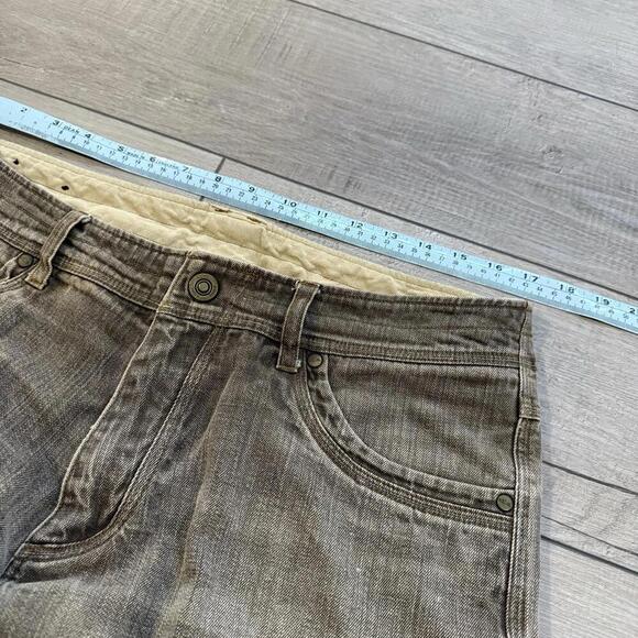 Kuhl Men’s Cargo Utility Pant RIOT Vinatge Patina dye 34x27 Tan Double Knee Work - Picture 7 of 11